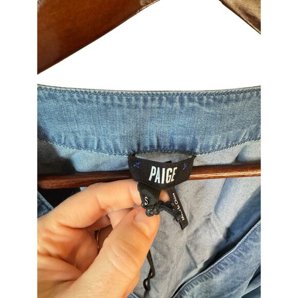 PAIGE NWOT Kendry Dress Juno Denim Chambray Size Small Long Sleeve Wrap Ruffles - Picture 3 of 11